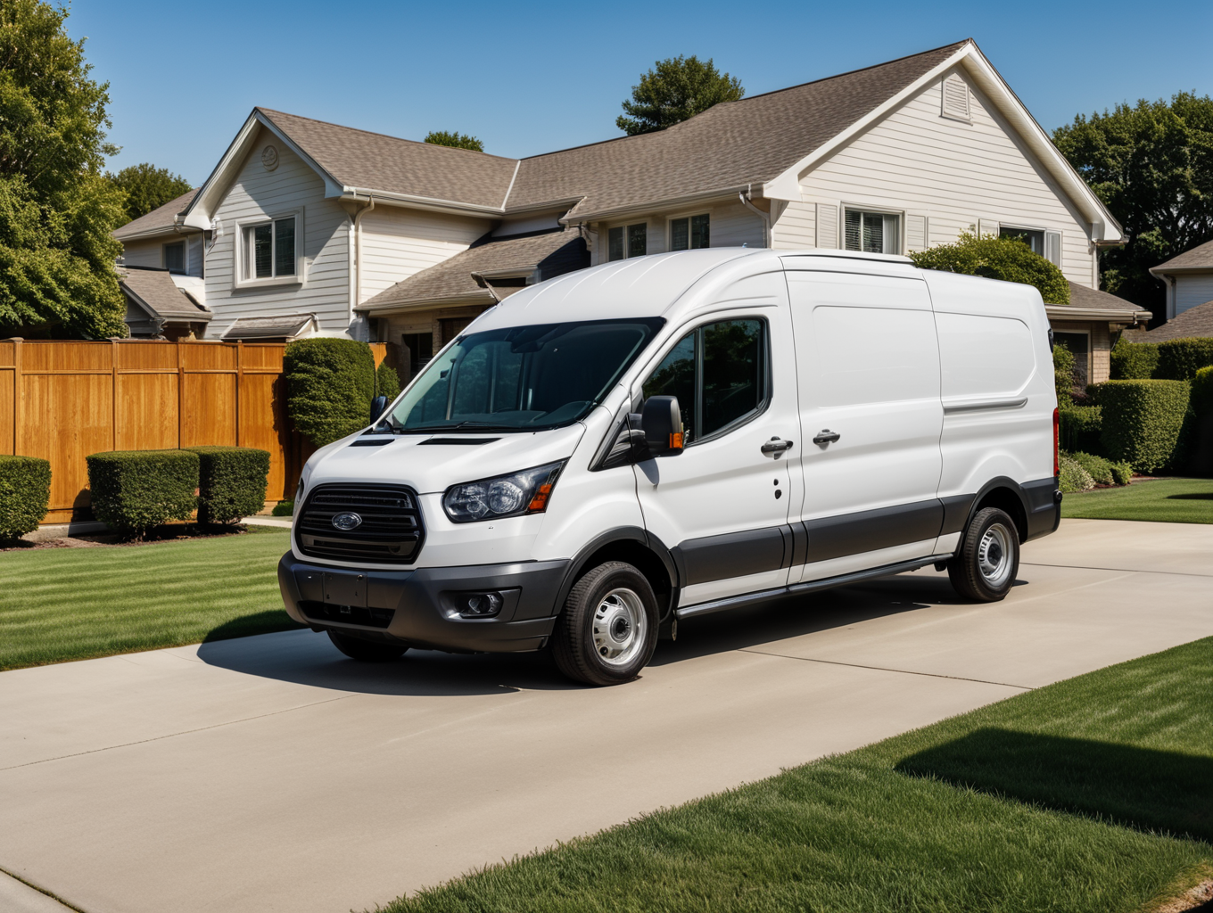 A clean, branded Spotless Yards service van parked in a suburban driveway